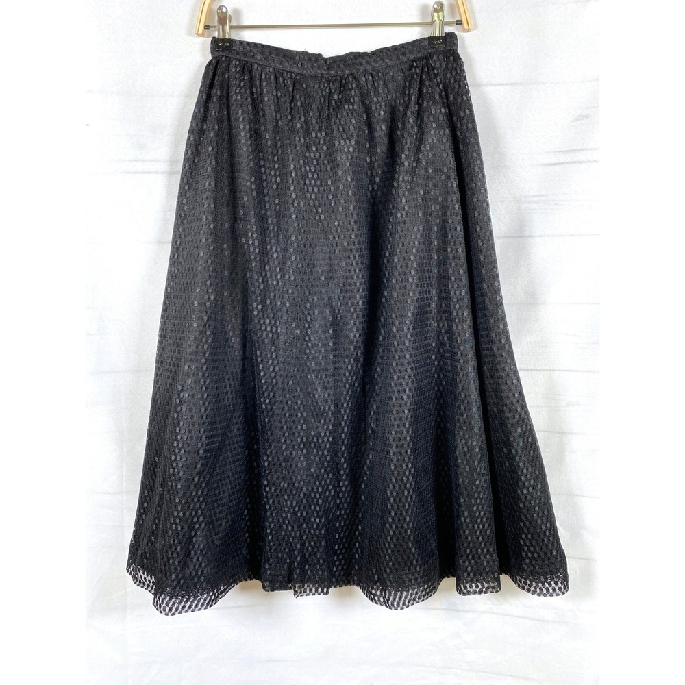 Vintage 90s Retro Polka Dot Mesh‎ Overlay A-line Skirt Women M Black Whimsigoth
